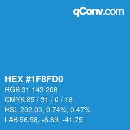カラーコード: HEX #1F8FD0 | qconv.com