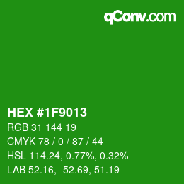 Color code: HEX #1F9013 | qconv.com