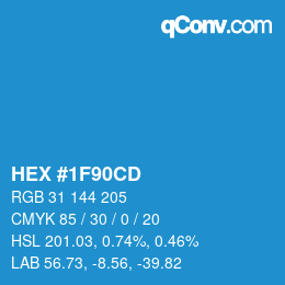 カラーコード: HEX #1F90CD | qconv.com