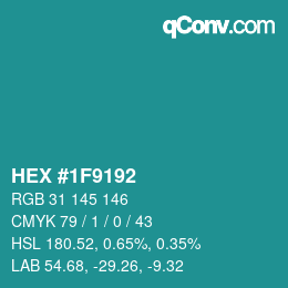 Color code: HEX #1F9192 | qconv.com