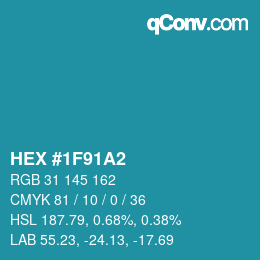颜色代码: HEX #1F91A2 | qconv.com