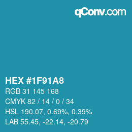 颜色代码: HEX #1F91A8 | qconv.com
