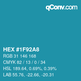 カラーコード: HEX #1F92A8 | qconv.com