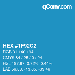 Color code: HEX #1F92C2 | qconv.com