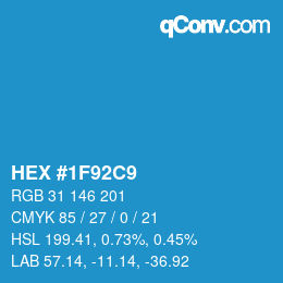 Color code: HEX #1F92C9 | qconv.com