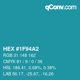 Color code: HEX #1F94A2 | qconv.com