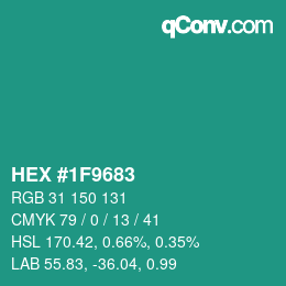 Color code: HEX #1F9683 | qconv.com