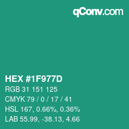 Color code: HEX #1F977D | qconv.com