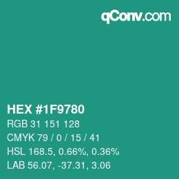 Color code: HEX #1F9780 | qconv.com