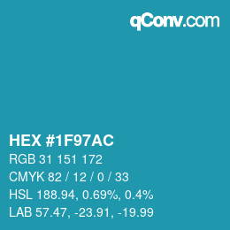 Color code: HEX #1F97AC | qconv.com