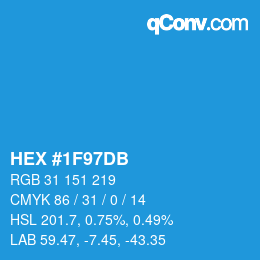 カラーコード: HEX #1F97DB | qconv.com