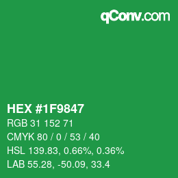 Color code: HEX #1F9847 | qconv.com