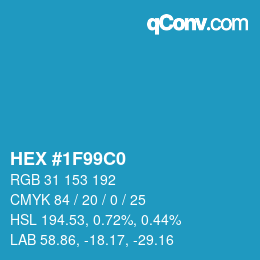 カラーコード: HEX #1F99C0 | qconv.com