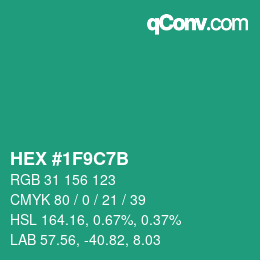 Color code: HEX #1F9C7B | qconv.com