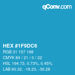 Color code: HEX #1F9DC6 | qconv.com