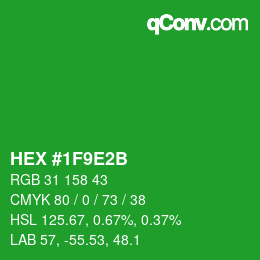 颜色代码: HEX #1F9E2B | qconv.com