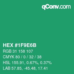 颜色代码: HEX #1F9E6B | qconv.com