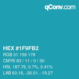 カラーコード: HEX #1F9FB2 | qconv.com