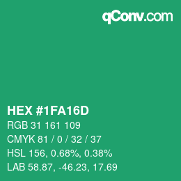 Color code: HEX #1FA16D | qconv.com