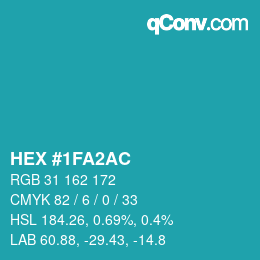 Color code: HEX #1FA2AC | qconv.com