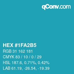 カラーコード: HEX #1FA2B5 | qconv.com
