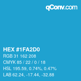 颜色代码: HEX #1FA2D0 | qconv.com