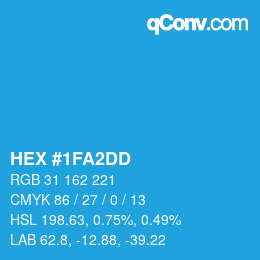 カラーコード: HEX #1FA2DD | qconv.com