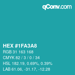 Color code: HEX #1FA3A8 | qconv.com