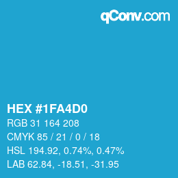 カラーコード: HEX #1FA4D0 | qconv.com