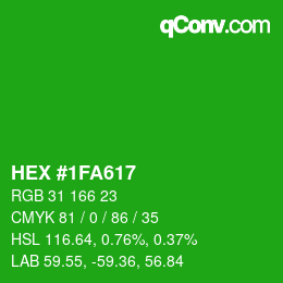 颜色代码: HEX #1FA617 | qconv.com