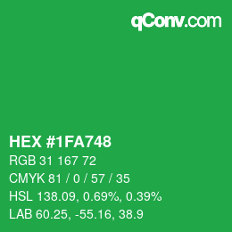 カラーコード: HEX #1FA748 | qconv.com