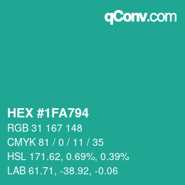Color code: HEX #1FA794 | qconv.com