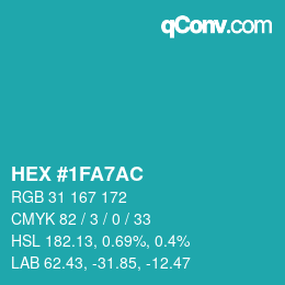 Color code: HEX #1FA7AC | qconv.com