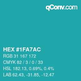 Color code: HEX #1FA7AC | qconv.com