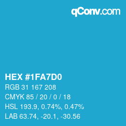 カラーコード: HEX #1FA7D0 | qconv.com