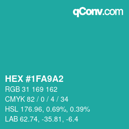Color code: HEX #1FA9A2 | qconv.com
