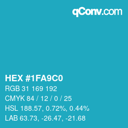 Color code: HEX #1FA9C0 | qconv.com