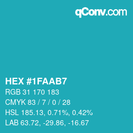 颜色代码: HEX #1FAAB7 | qconv.com