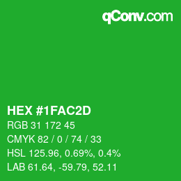 カラーコード: HEX #1FAC2D | qconv.com