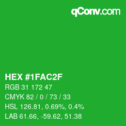 Color code: HEX #1FAC2F | qconv.com