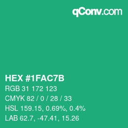 Color code: HEX #1FAC7B | qconv.com