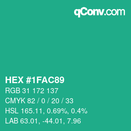 カラーコード: HEX #1FAC89 | qconv.com