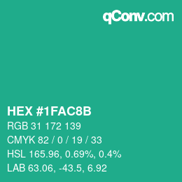 Color code: HEX #1FAC8B | qconv.com