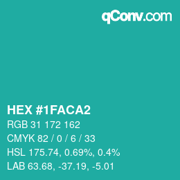 Color code: HEX #1FACA2 | qconv.com