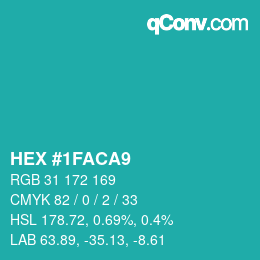 Color code: HEX #1FACA9 | qconv.com