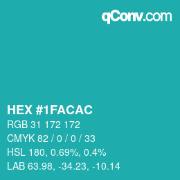 Color code: HEX #1FACAC | qconv.com