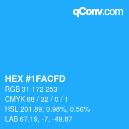 カラーコード: HEX #1FACFD | qconv.com