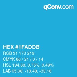 颜色代码: HEX #1FADDB | qconv.com