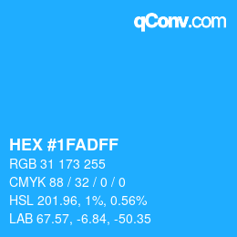 颜色代码: HEX #1FADFF | qconv.com