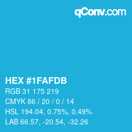 颜色代码: HEX #1FAFDB | qconv.com